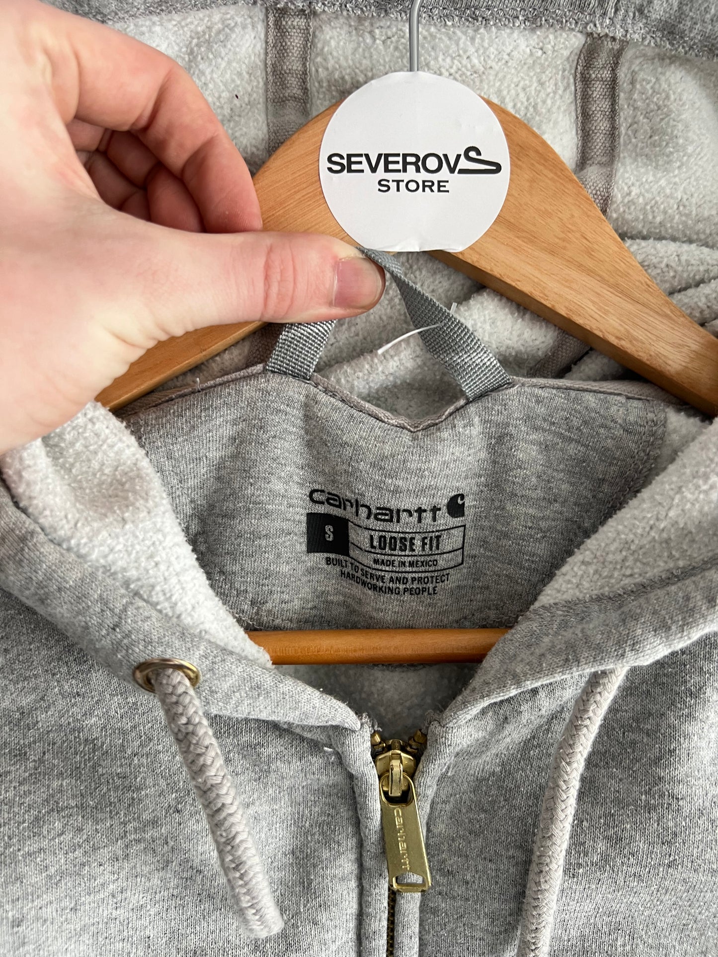 Carhartt Grey Cotton Baggy Zip Hoodie