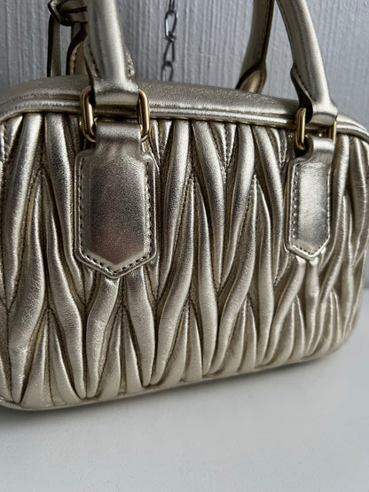 Miu Miu Arcadie Matelassé Nappa Leather Bag in Purite