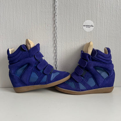 Isabel Marant Bekett Blue Suede Leather Sneakers Womens Shoes