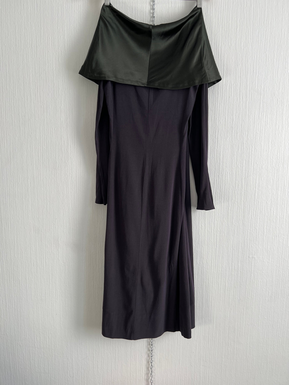 Jean Paul Gaultier 1990 Purple Adjustable Collar Green fir Victorian style Long Dress