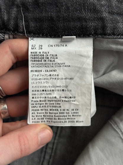Prada Back Pocket Logo Grey Denim Pants Jeans