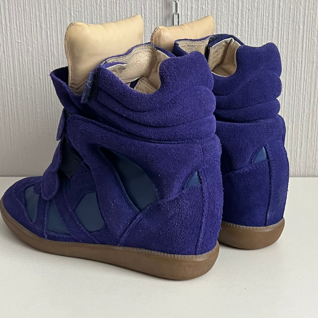 Isabel Marant Bekett Blue Suede Leather Sneakers Womens Shoes