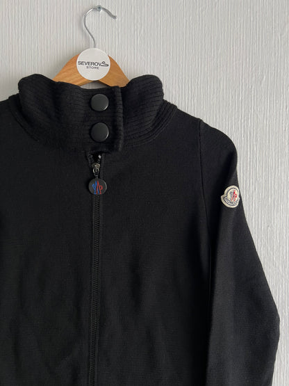 Moncler Logo Black Wool Zip Cardigan