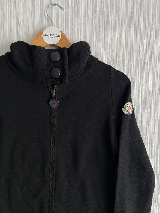 Moncler Logo Black Wool Zip Cardigan