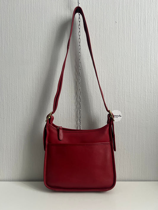 Vintage Coach Legacy Zip 9966 Made in USA Red Leather Crossbody Shoulder Bag