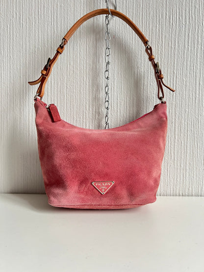 Prada Pochette Sirio Pink Suede Shoulder Bag