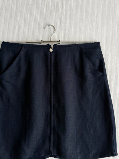Fendi FF Monogrammed Logo Navy Skirt