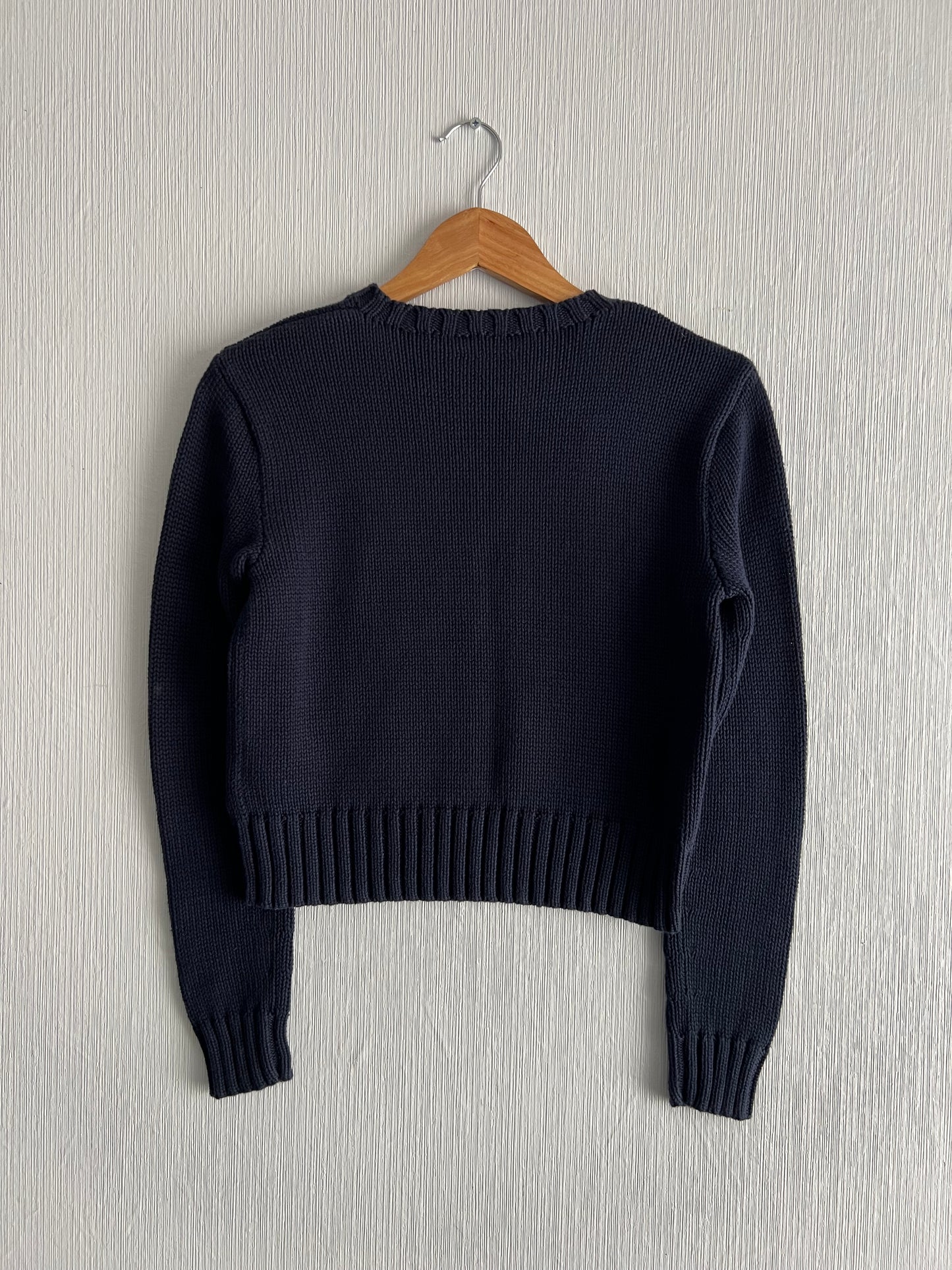 Polo Ralph Lauren American Flag Heavy Knit Navy Cotton Sweater