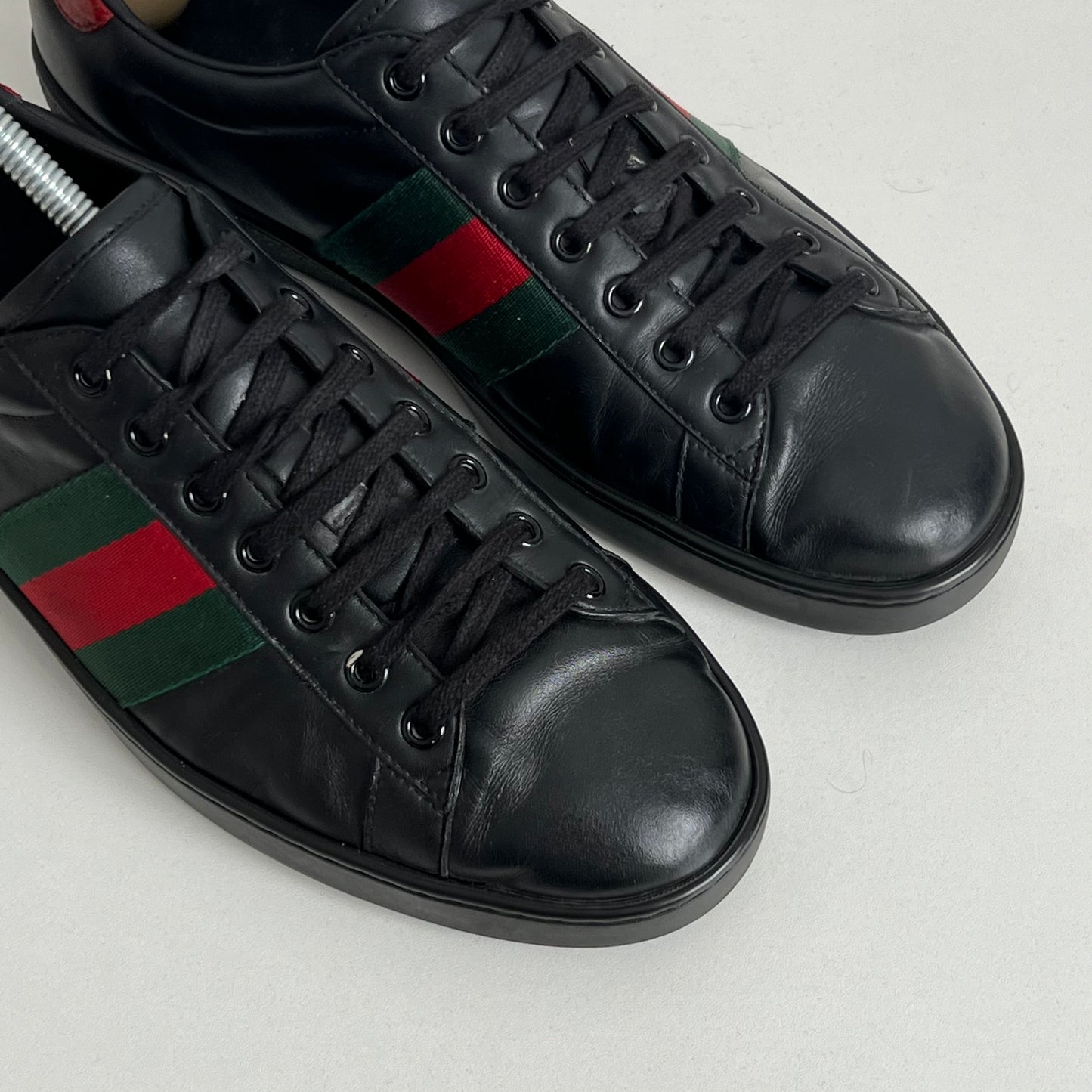 Gucci Ace Leather Black Mens Shoes