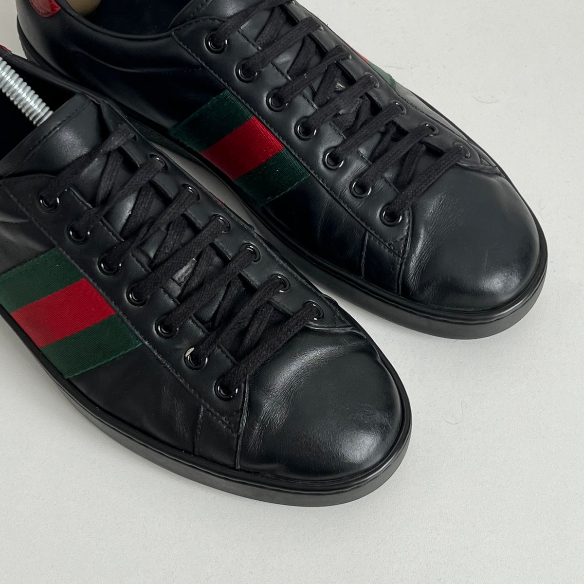 Gucci Ace Leather Black Mens Shoes