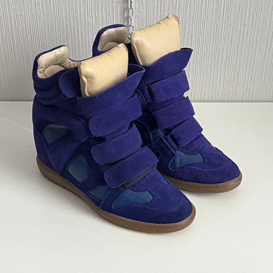 Isabel Marant Bekett Blue Suede Leather Sneakers Womens Shoes