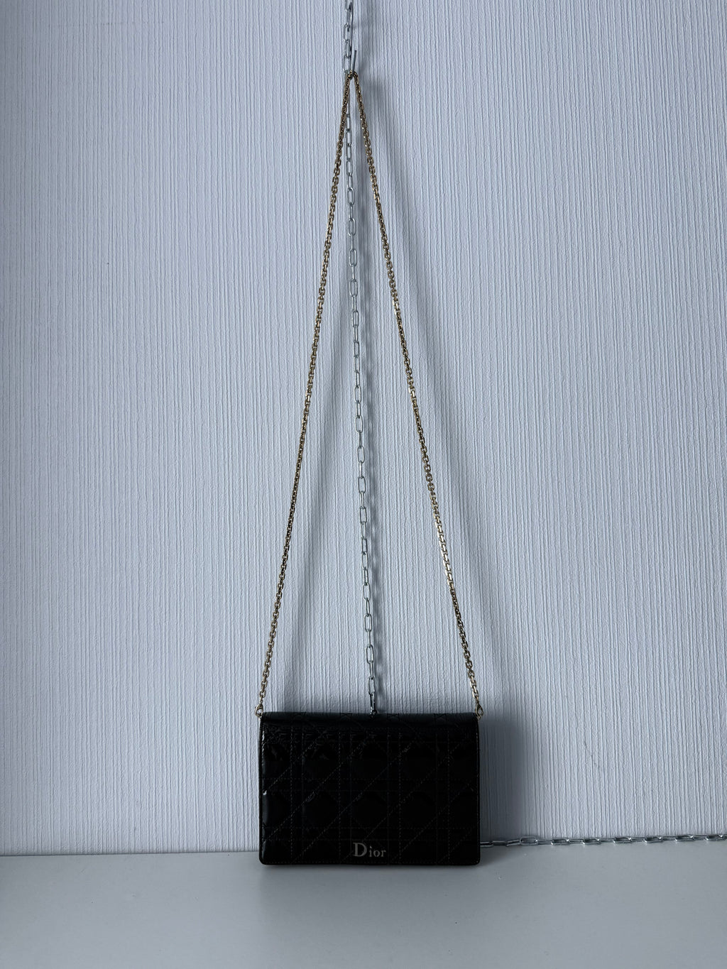 Christian Dior Lady Dior Patent Black Leather Bag