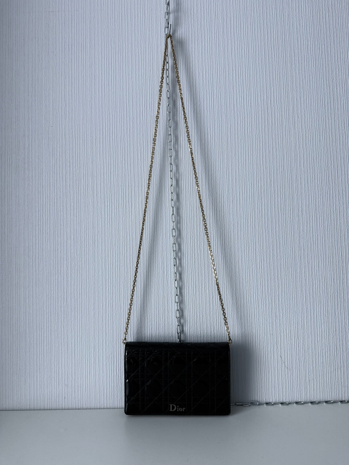 Christian Dior Lady Dior Patent Black Leather Bag