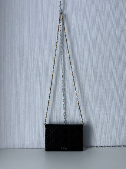 Christian Dior Lady Dior Patent Black Leather Bag