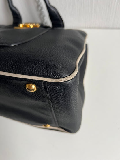Miu Miu Vitello Caribu Black Leather Satchel HandBag