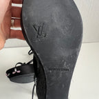 Louis Vuitton Black Satin Crystal Embellished Platform Espadrille Sandals