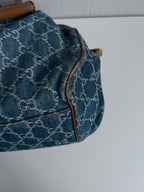 Gucci Blue Denim GG Denim Sukey Medium Handbag Satchel Bag