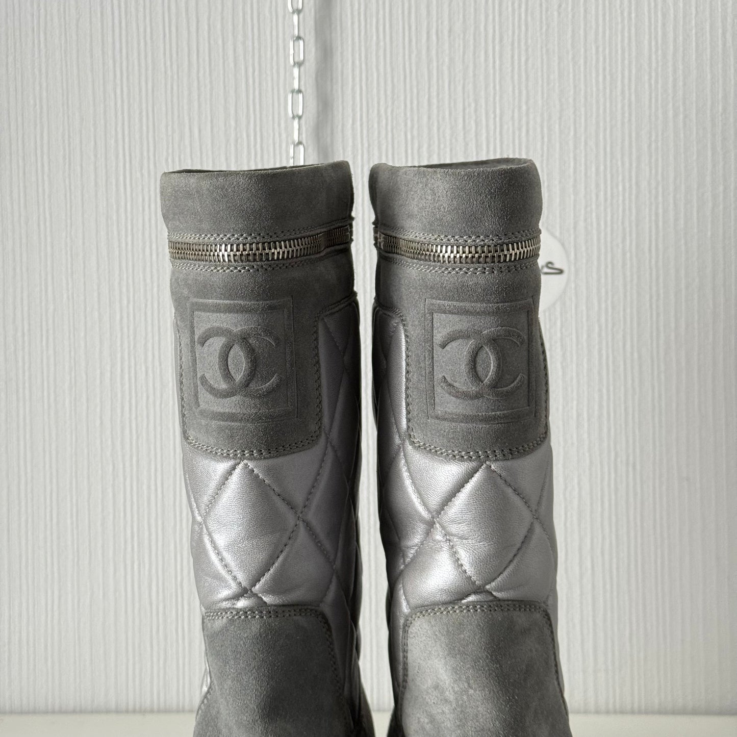 Chanel Black Suede Leather Coco Cocoon Boots by Karl Lagerfeld