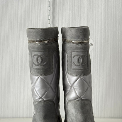 Chanel Black Suede Leather Coco Cocoon Boots by Karl Lagerfeld