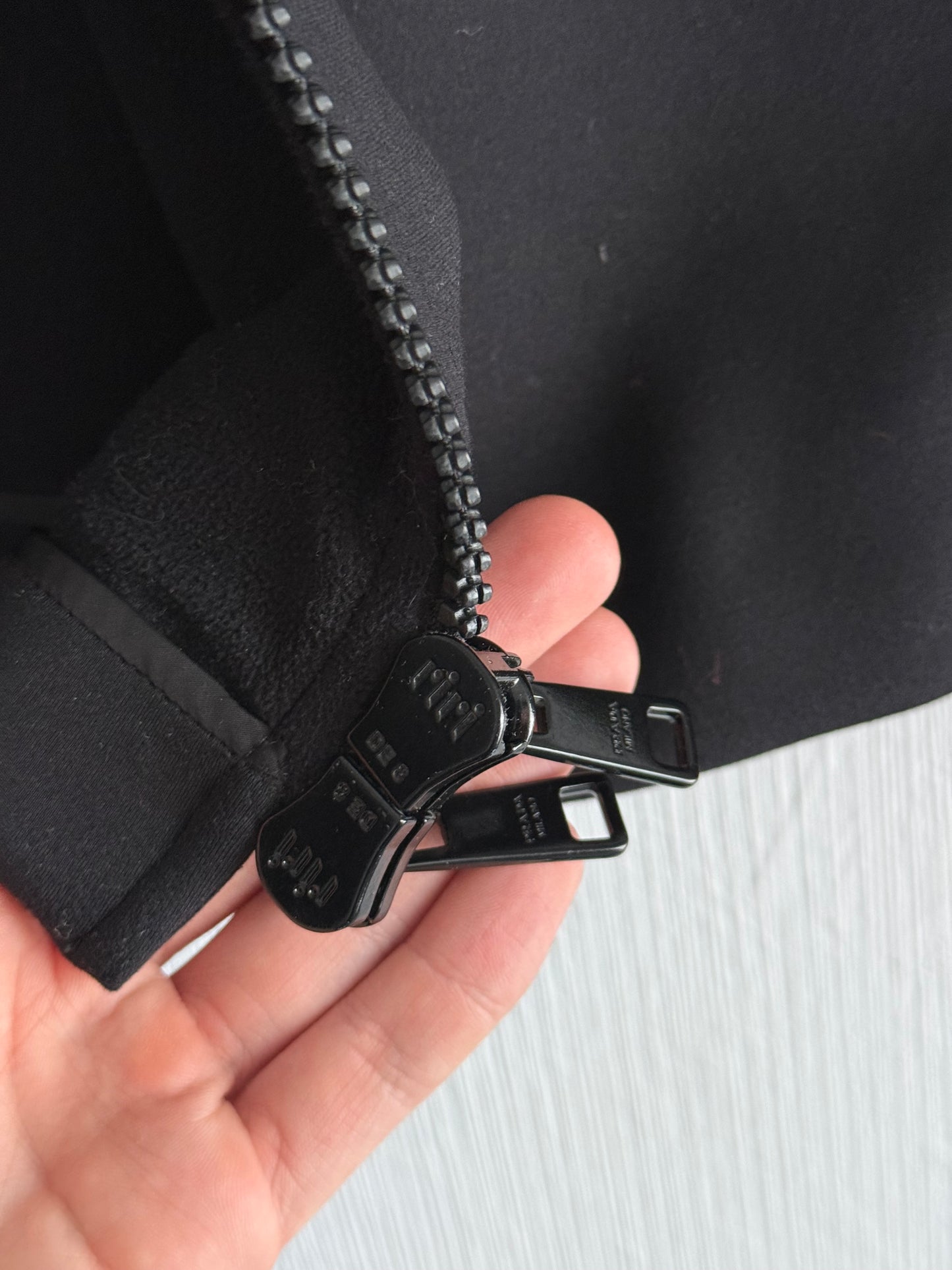 Prada Black Neoprene Pleated Waist Jacket