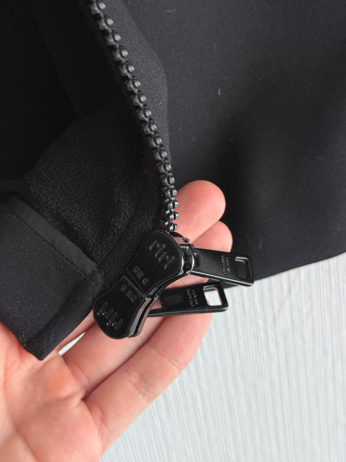 Prada Black Neoprene Pleated Waist Jacket