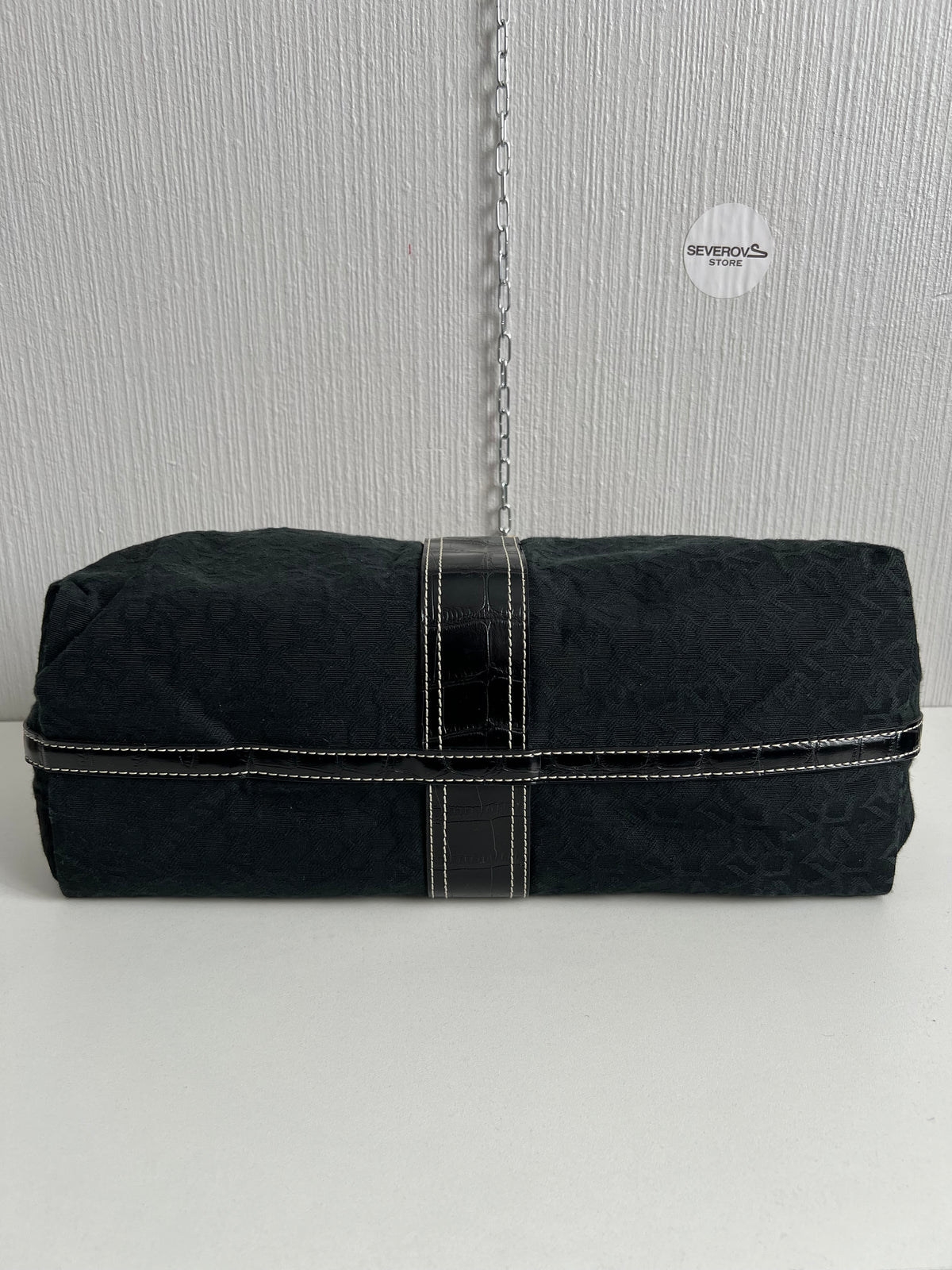 DKNY Vintage Black Monogram Bag with gold buckle