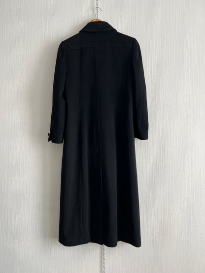 Vintage 2001 Chanel Double Breasted Black Cashmere Silk Lined Coat
