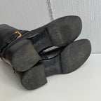 Prada Cervo Logo Knee High Black Leather Riding Boots