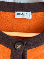 Chanel 1996 Orange Brown Cashmere Knit Set Short Sleeve T-Shirt and Cardigan