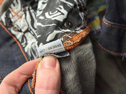 Ed Hardy Dragon Embroidered Blue Denim Jeans