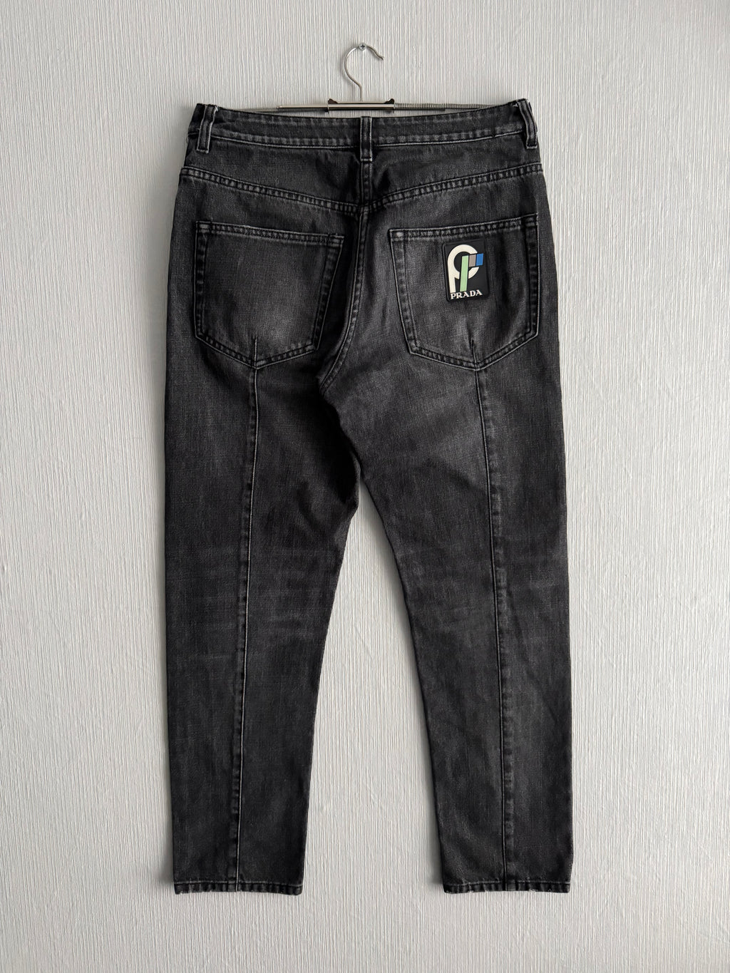 Prada Back Pocket Logo Grey Denim Pants Jeans