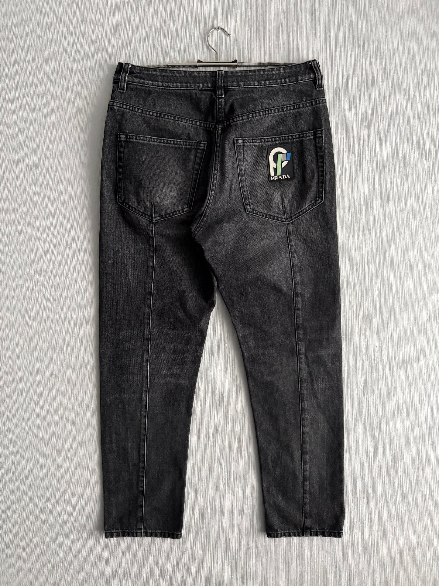 Prada Back Pocket Logo Grey Denim Pants Jeans