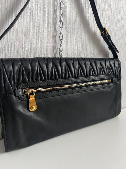 Miu Miu Matelasse Leather Flap Shoulder Bag Clutch