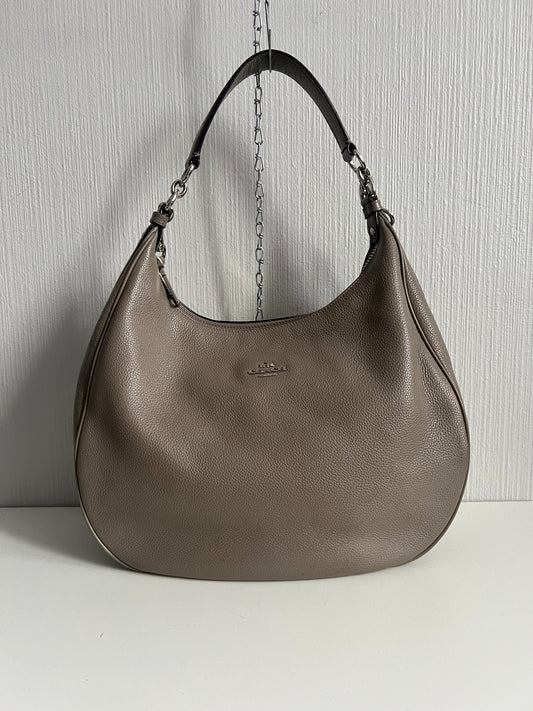Coach Pebbled Leather Gray Large Handbag Hobo Purse