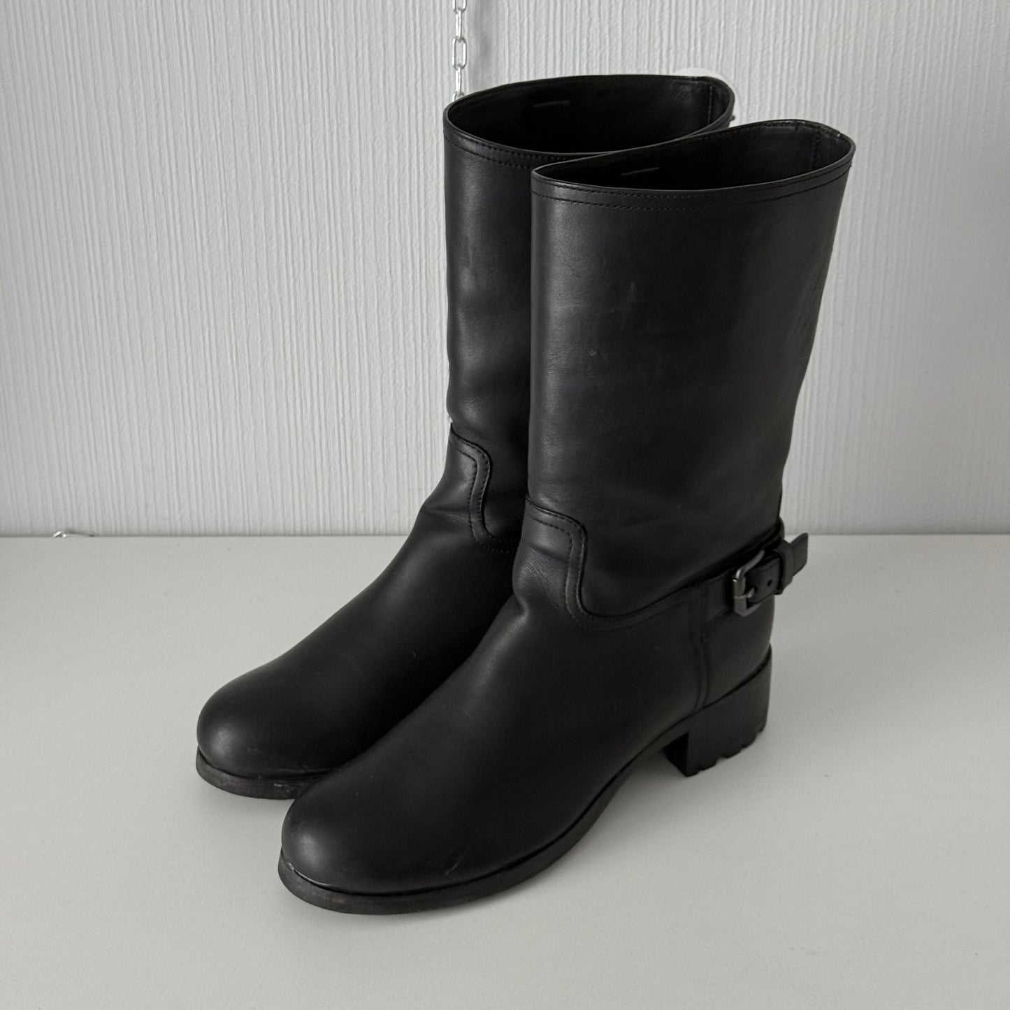 Prada Leather Moto Boots