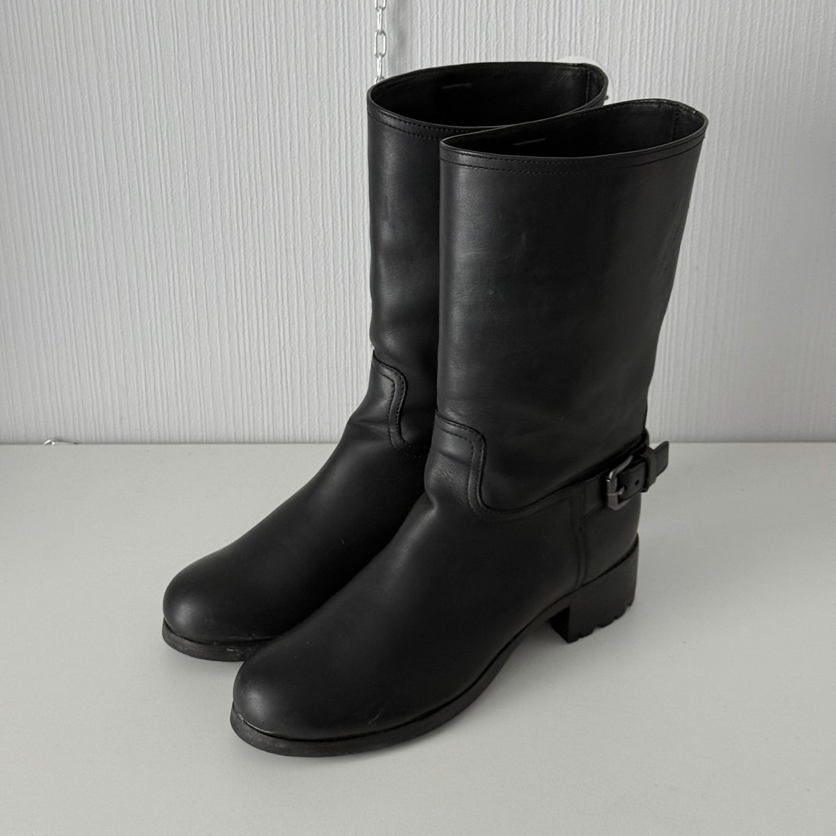 Prada Leather Moto Boots