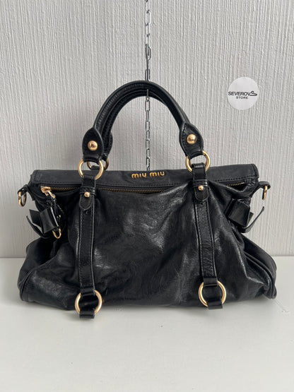 Miu Miu Bow Black Leather Bag