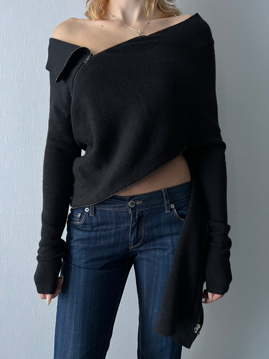 Maison Martin Margiela Line 1 Dark Grey Spiral Zipper Jumper – Fall 2012