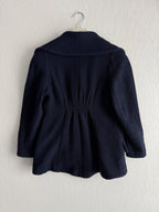 Chanel Wool Nylon Lion COCO Mark Button Jacket Coat Blouson Blazer Navy Blue