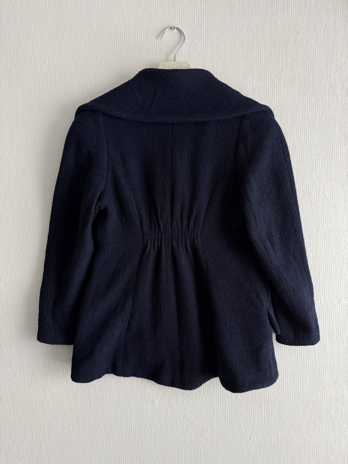 Chanel Wool Nylon Lion COCO Mark Button Jacket Coat Blouson Blazer Navy Blue