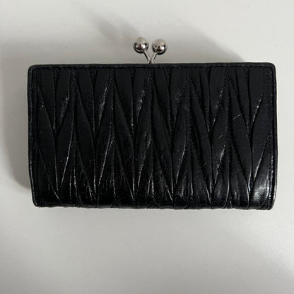 Miu Miu Black Crinkled Leather Wallet