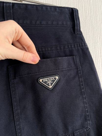 Prada Milano Blue Denim Carpenter Baggy Shorts