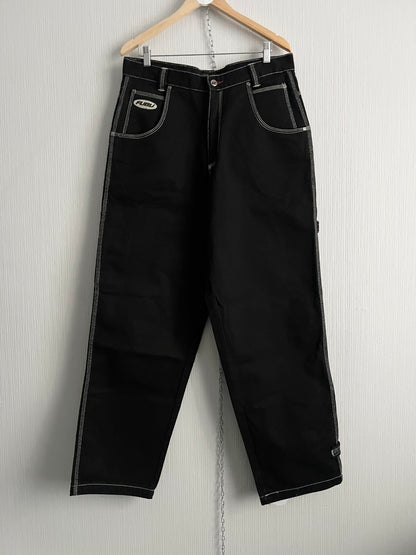 Fubu Contrast Stitched Loose Fit Carpenter Mens Denim Pants