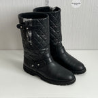 Chanel Quilted Leather & Knit Boots