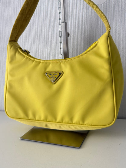 Prada Re-edition 2000 Nylon Shoulder Bag In Yellow