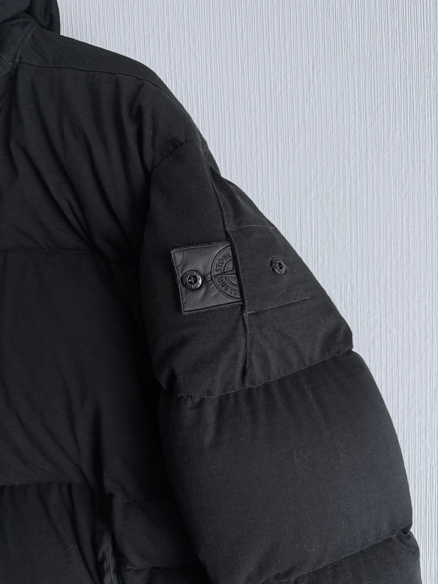 Stone Island Shadow Project FW21 High Density R-Nylon Jersey Real Down Jacket in Black