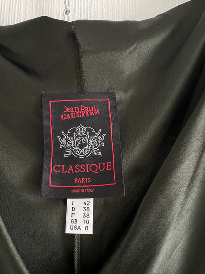 Jean Paul Gaultier 1990 Purple Adjustable Collar Green fir Victorian style Long Dress