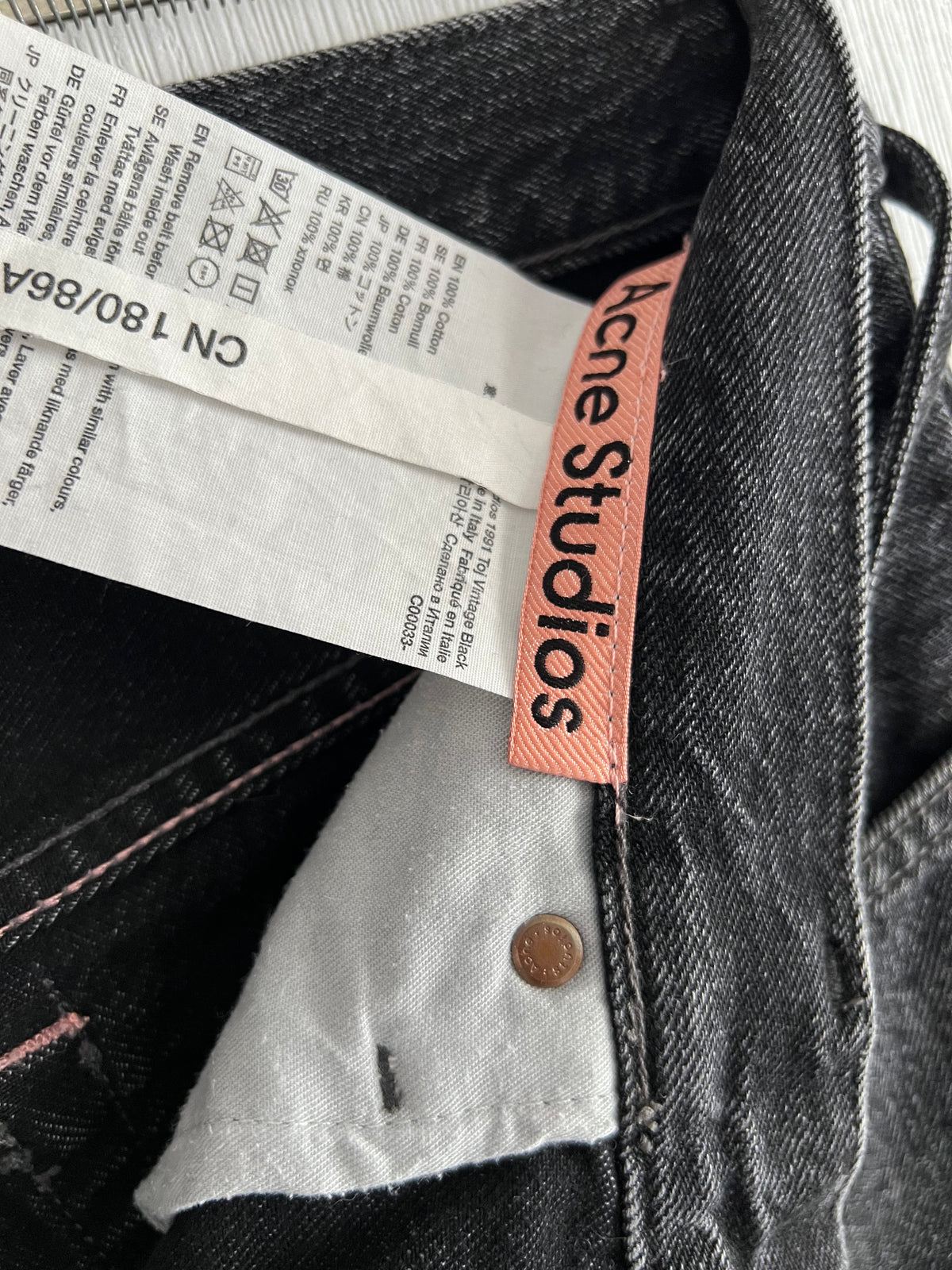 Acne Studios 1991 Toj Vintage Black Denim Pants Mens Baggy Jeans Made in Italy