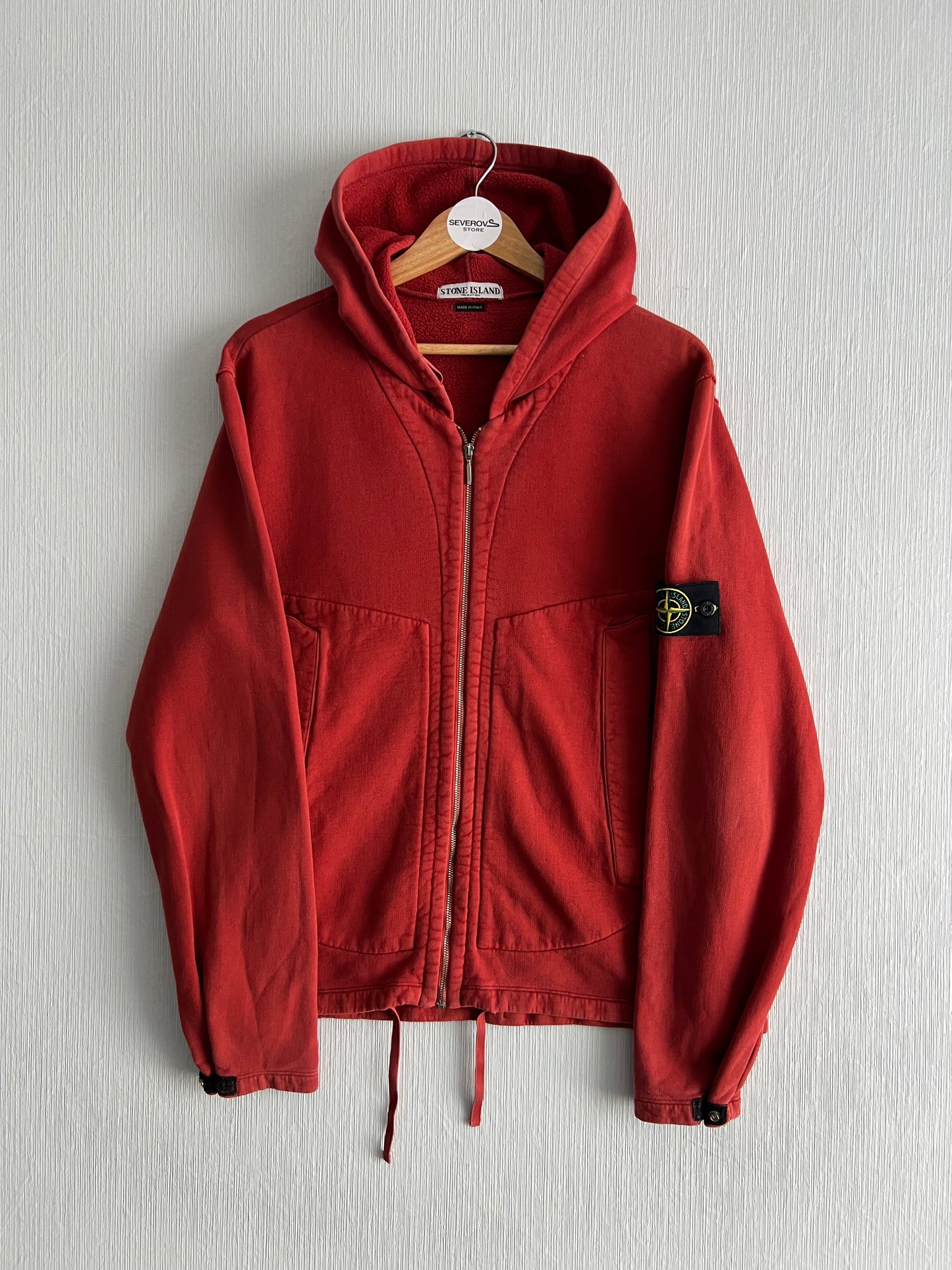 Stone Island AW05 Mens Red Zip Hoodie