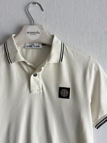 Stone Island Logo Cream Polo Shirt